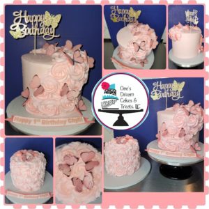 Blush Roses & Butterfly Cake